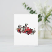Carte Postale Pups dalmate avec camion-feu (Debout devant)