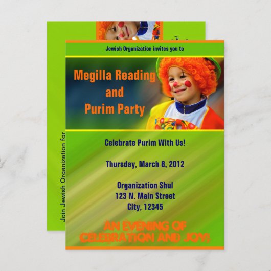 Carte postale Purim (Devant / Derrière)