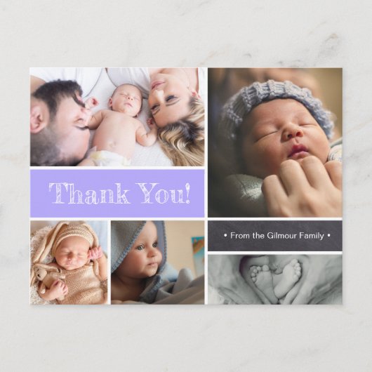Carte Postale Purple Baby photo collage faire-part (Devant)