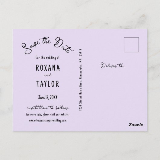 Carte Postale Purple Blue Hydrangea Mariage Photo Enregistrer la (Dos)