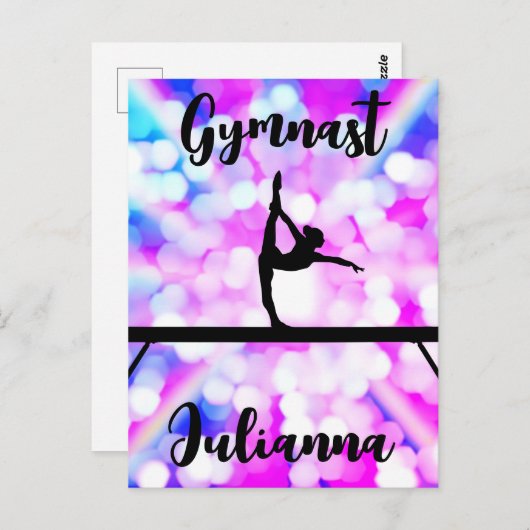 Carte Postale Purple Bokeh Blast Gymnastics Beam Personalized (Devant / Derrière)
