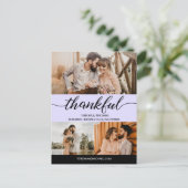 Carte Postale Purple Classic Thankful Script 3 Mariage photo (Debout devant)