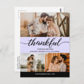 Carte Postale Purple Classic Thankful Script 3 Mariage photo (Devant / Derrière)