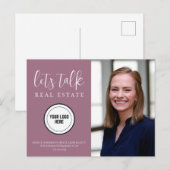 Carte Postale Purple Coordonnées Photo Immobilier (Devant / Derrière)