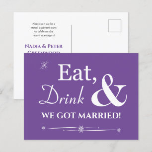 Carte Postale Purple Eat Boire Nous Nous Sommes Mariés Retro Elo
