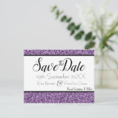 Carte Postale Purple Faux Parties scintillant Enregistrer la dat (Debout devant)