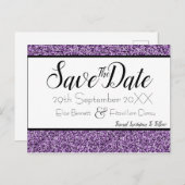 Carte Postale Purple Faux Parties scintillant Enregistrer la dat (Devant / Derrière)
