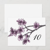 Carte Postale Purple Fleurs simples de cerises Numéro de tableau (Devant / Derrière)
