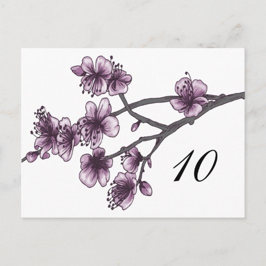 Carte Postale Purple Fleurs simples de cerises Numéro de tableau (Devant)