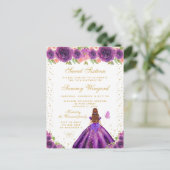 Carte Postale Purple Floral Brown cheveux Princess Sweet sixteen (Debout devant)