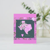 Carte Postale Purple Floral I Love Texas State Map (Debout devant)