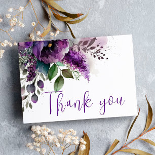 Carte Postale Purple Floral Moderne Merci de mariage élégant