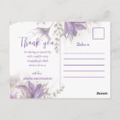 Carte Postale Purple Floral Pastel Chic Mariage moderne Merci (Dos)