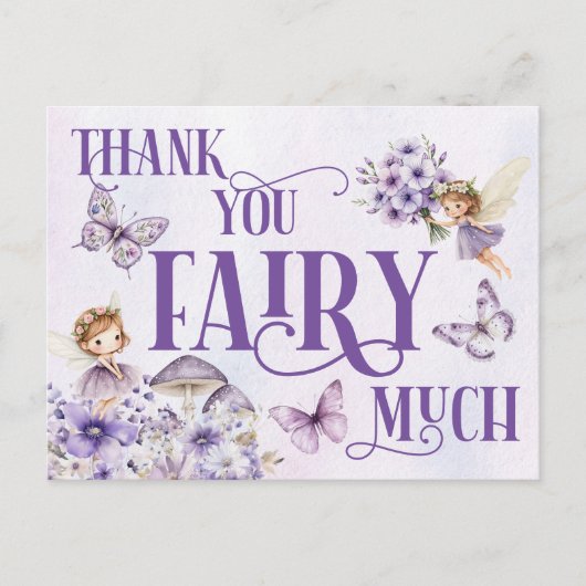 Carte Postale Purple Floral Thank You Fairy Much (Devant)