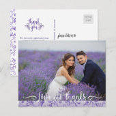Carte Postale Purple Flourds Mariage Photo Merci (Devant / Derrière)