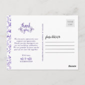 Carte Postale Purple Flourds Mariage Photo Merci (Dos)