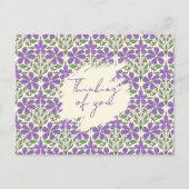 Carte Postale Purple Flowers Illustrated Botanical Pattern (Devant)