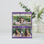 Carte Postale Purple Foil & Silver Parties scintillant 3 Photo A (Debout devant)