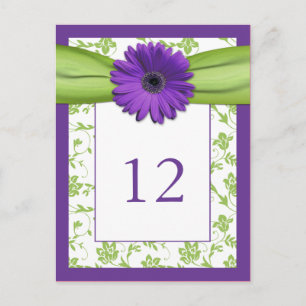 Carte Postale Purple Gerber Daisy Green Damask Numéro de la cart