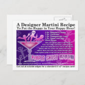 Carte Postale Purple Ghost Halloween Martini Recet (Devant / Derrière)