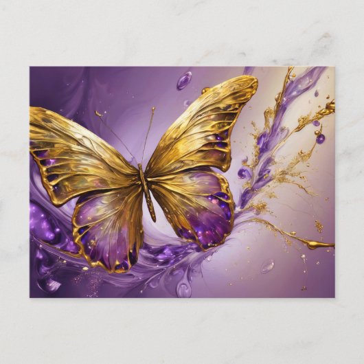 Carte Postale Purple & Gold Butterfly # 19 (Devant)