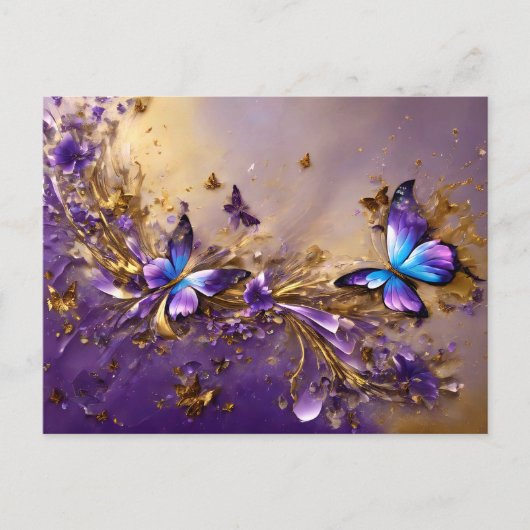 Carte Postale Purple & Gold Butterfly # 21 (Devant)