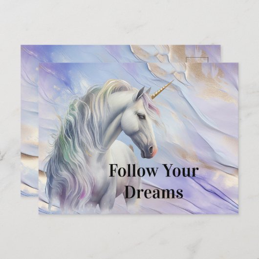 Carte Postale Purple Gold Dream Unicorn (Devant / Derrière)