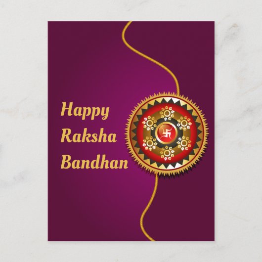 Carte Postale Purple & Gold Happy Raksha Bandhan (Devant)