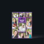 Carte Postale Purple Graduate Photo Collage Graduation<br><div class="desc">Cette carte postale moderne violet de troisième cycle avec collage photo présente vos photos préférées de 9 étudiants. Cette carte postale de fête de remise de diplômes présente une typographie blanche de classe de votre lycée ou de votre nom d'université pour la classe de 2025. Customisez les cartes postales avec...</div>