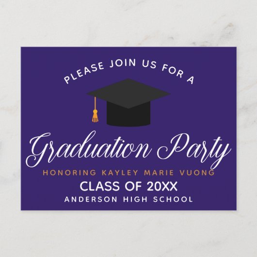 Carte Postale Purple graduation Class of 2023 Custom Party (Devant)