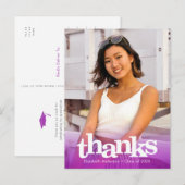 Carte Postale Purple graduation photo bold typographie merci (Devant / Derrière)