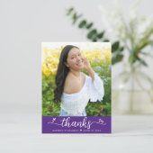 Carte Postale Purple Graduation Photo Script Coeurs Merci (Debout devant)