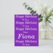 Carte postale Purple Happy Birthday Song (Debout devant)