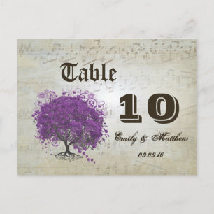 Carte Postale Purple Heart Leaf Tree Table Number