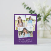Carte Postale Purple Modern Script Multi Photo Graduation (Debout devant)