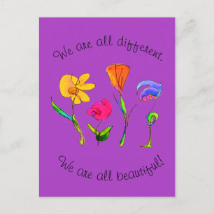 Carte Postale Purple Nous Sommes Tous Différents & Belle Diversi