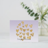 Carte Postale Purple Ombre Sparkle Gold Coeurs de Parties scinti (Debout devant)