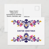 Carte Postale Purple Pâques Salutations Folklore Texte personnal (Devant / Derrière)