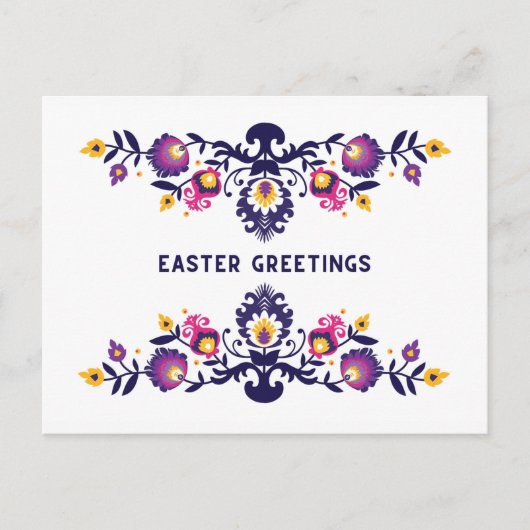 Carte Postale Purple Pâques Salutations Folklore Texte personnal (Devant)