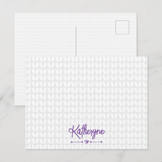 Carte Postale Purple Personnalisée Knit Stitch (Devant / Derrière)
