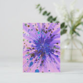 Carte Postale Purple rose Starburst Acrylique Splatter Peinture (Debout devant)