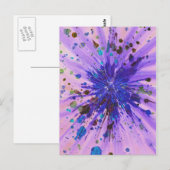 Carte Postale Purple rose Starburst Acrylique Splatter Peinture (Devant / Derrière)
