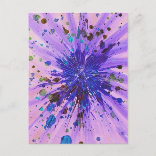Carte Postale Purple rose Starburst Acrylique Splatter Peinture (Devant)