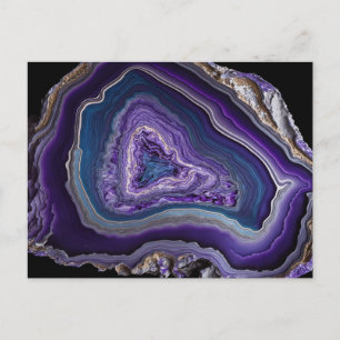 Carte Postale Purple Silver Gemstone Acrylic Pour Art