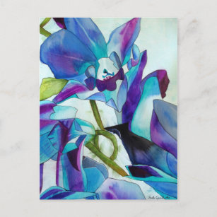 Carte Postale Purple Singapour orchidée aquarelle