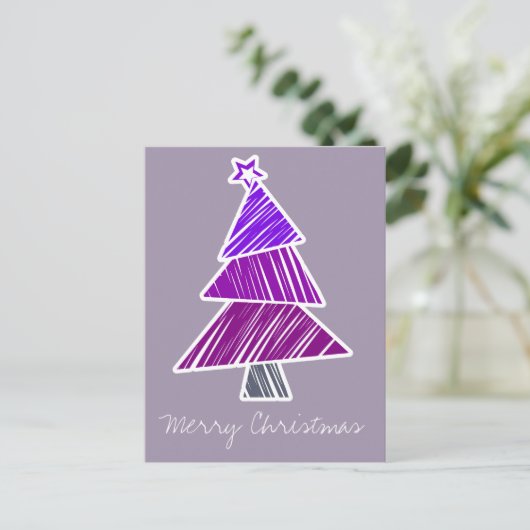 Carte postale Purple Sketchy Christmas Tree (Debout devant)
