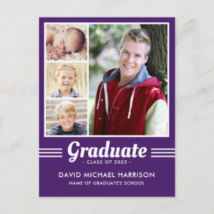 Carte Postale Purple Sporty Multi-Photo Graduation