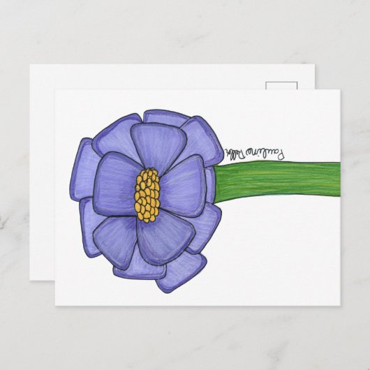 Carte Postale Purple Square Flower Postcard (Devant / Derrière)