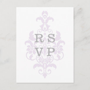 Carte Postale Purple Subtil Mariage damassé RSVP