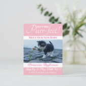 Carte Postale "Purr-fect" Nouveau Chat Faire-part rose (Debout devant)